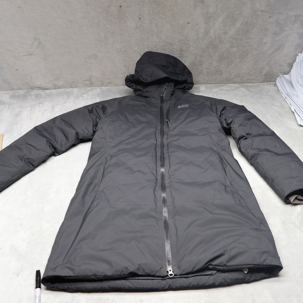 REI Co-op Down Jacket‎ Womens XS Black Insulated Ripstop Hooded Winter Puffer